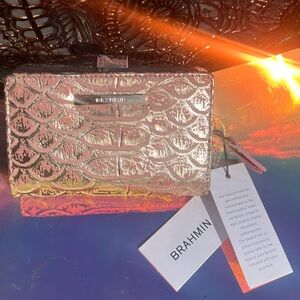 NWT Brahmin Hannah Cashmere Gold & Pink Tenor Genuine Leather Wallet